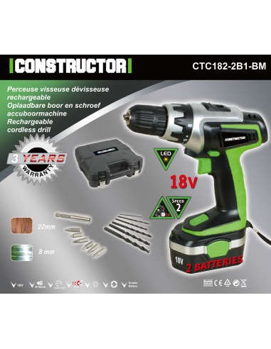 PERCEUSE SS FIL 18V 2 BAT. REV.VIT.VAR.