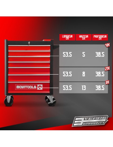 Servante d'atelier 7 tiroirs + 2 organiseurs