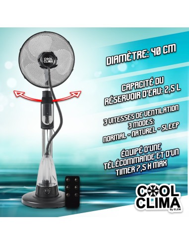 Ventilateur Brumisateur sur pied oscillant 70 W