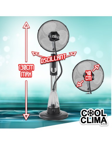 Ventilateur Brumisateur sur pied oscillant 70 W