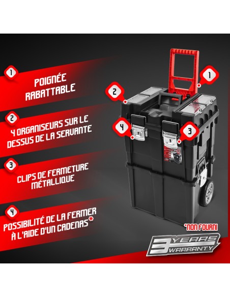 Servante plastique 45x35x64.5cm - Movitools