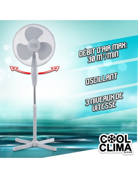 Ventilateur sur pied 40W - 40cm - Cool clima