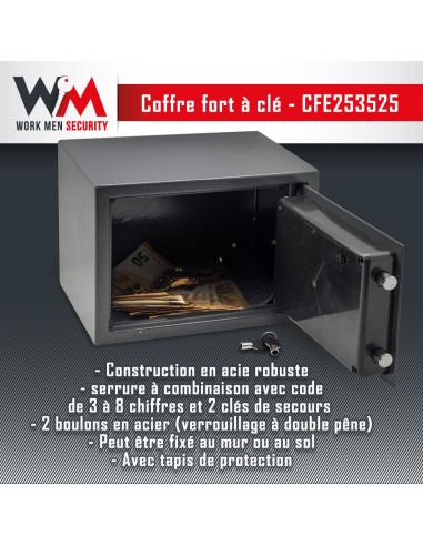 Coffre fort électronique 25x35x25cm - Work Men