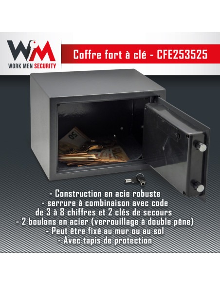 Coffre fort électronique 25x35x25cm - Work Men