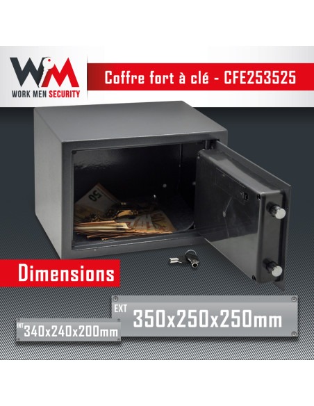 Coffre fort électronique 25x35x25cm - Work Men