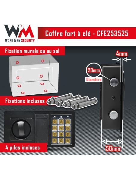 Coffre fort électronique 25x35x25cm - Work Men
