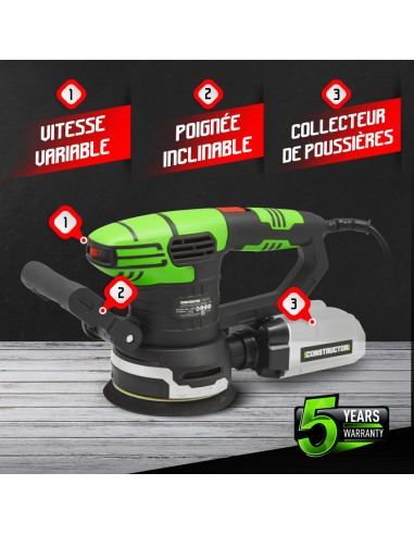 Ponceuse excentrique 450w - 125mm - Constructor
