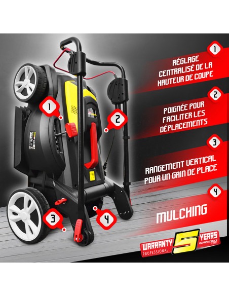 Tondeuse 1800w - 43cm - 2 lames - Gardeo Pro