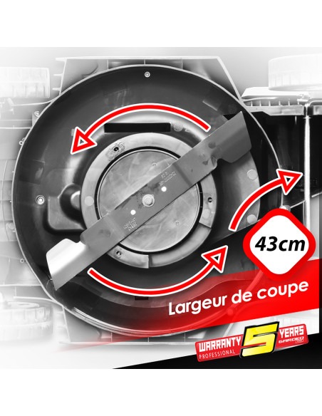 Tondeuse 1800w - 43cm - 2 lames - Gardeo Pro
