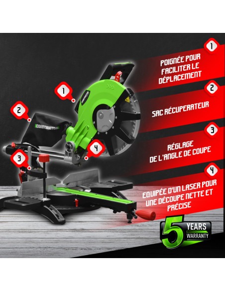 Scie à onglets radiale 2100W - 305mm - Constructor