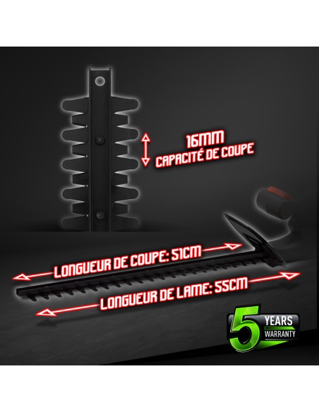 Taille haies 20v max sans batterie - Lame 55cm - Capacité de