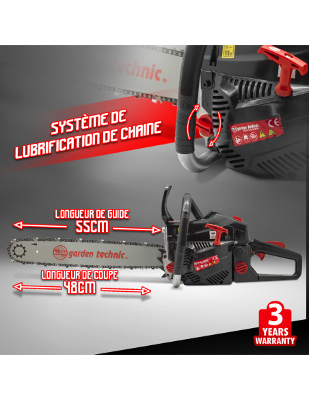 Tronçonneuse thermique 61.5cc - guide 55cm