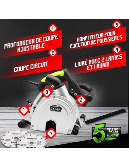 Rainureuse 1700W - 2 disques diamant de 150mm - Constructor