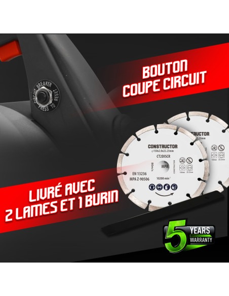 Rainureuse 1700W - 2 disques diamant de 150mm - Constructor