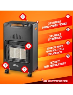 Chauffage au gaz infrarouge 4200W - Warmtech 2