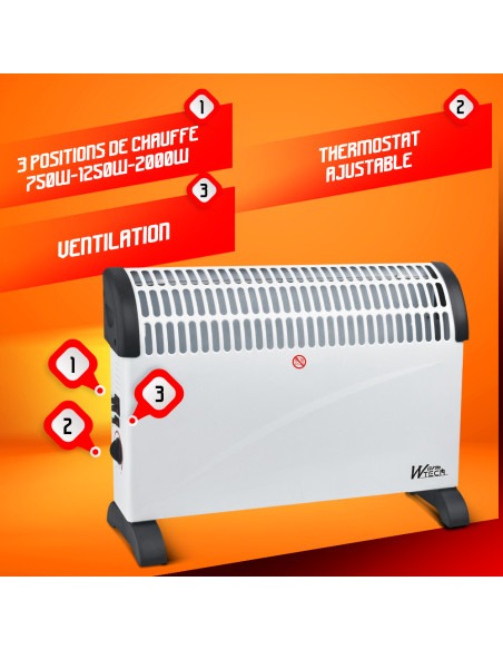 Convecteur 2000W avec soufflerie - Warmtech