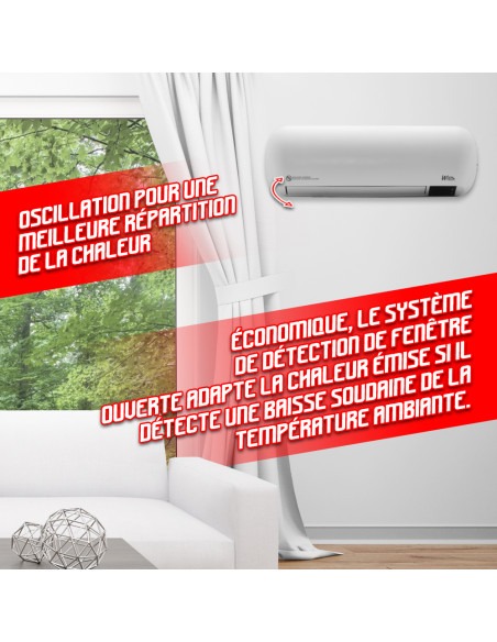 Radiateur céramique mural 2000W avec télécommande et