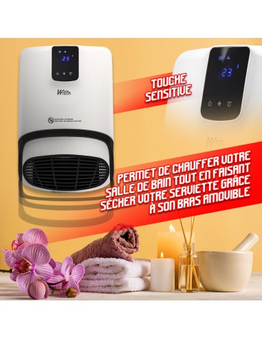 Radiateur soufflant mural sèche serviettes 2000W -