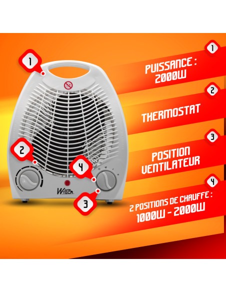 Chauffage soufflant 2000W - Warmtech