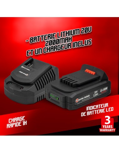 Taille haies rechargeable 20V lithium - Lame 51cm - Batterie et