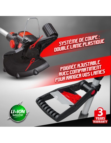 COUPE BORD.20V 25CM BAT LIT 2AMP CH.RAP.