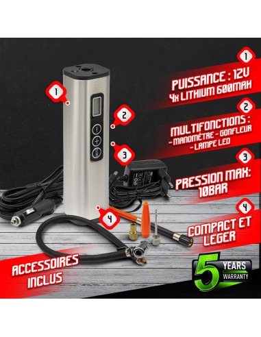 Compresseur rechargeable 12V + accessoires - Const
