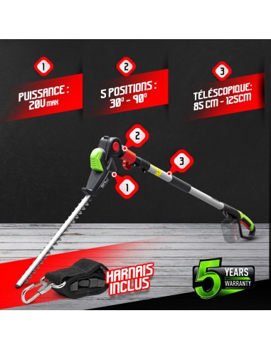 Taille haies sur perche 20V max sans batterie - Lame 51cm -