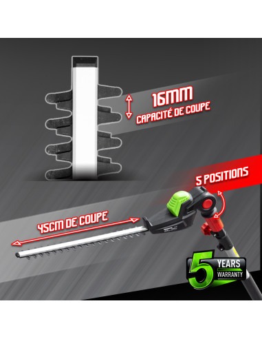 Taille haies sur perche 20V max sans batterie - Lame 51cm -