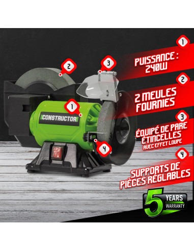 Touret à meuler mixte 240W - Constructor