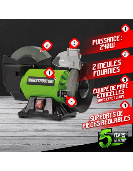 Touret à meuler mixte 240W - Constructor