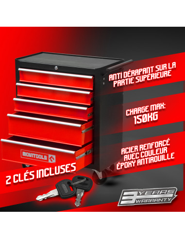 Servante d'atelier métallique 5 tiroirs - Movitool