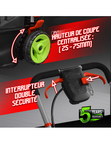 Tondeuse à gazon 40V (2x20V) 34 cm - Sans batterie - Constructor