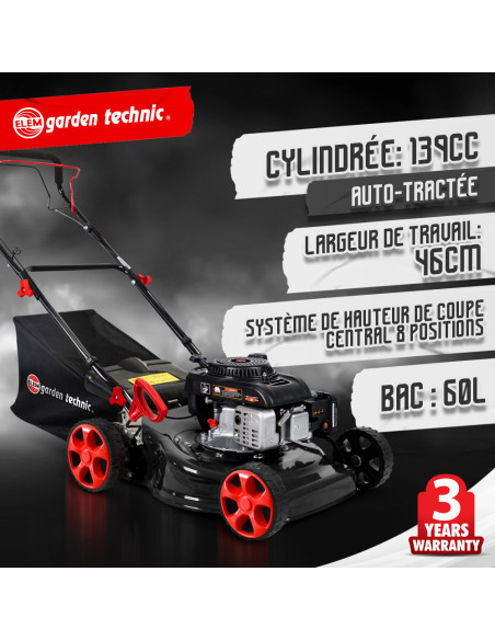 Tondeuse tractée 139cc - 46cm - Elem Garden