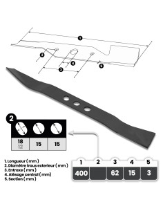 Lame de rechange pour tondeuse thermique ElemGarde 2