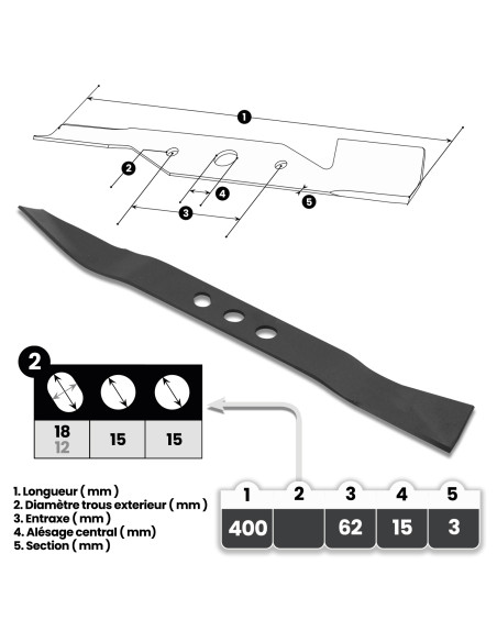 Lame de rechange pour tondeuse thermique ElemGarde