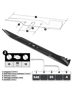 Lame de rechange pour tondeuse thermique Elem Gard 2