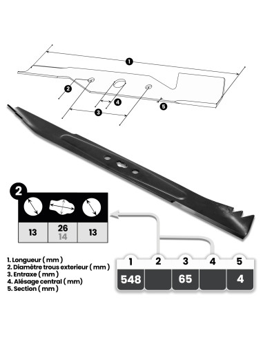 Lame de rechange pour tondeuse thermique Elem Gard