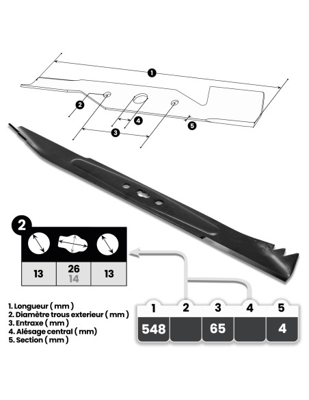 Lame de rechange pour tondeuse thermique Elem Gard