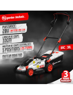 Tondeuse rechargeable 20V - Largeur de coupe 33 cm - Batterie 2