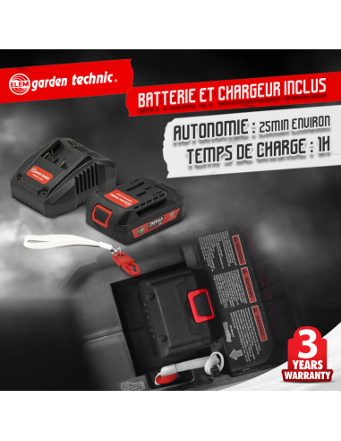 Tondeuse rechargeable 20V - Largeur de coupe 33 cm - Batterie