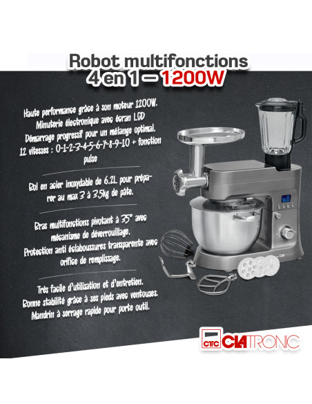 Robot multifonctions 4 en 1 - 1200W - Clatronic