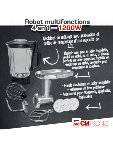 Robot multifonctions 4 en 1 - 1200W - Clatronic