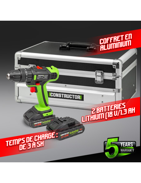 Perceuse visseuse 18V avec percussion -2 batteries