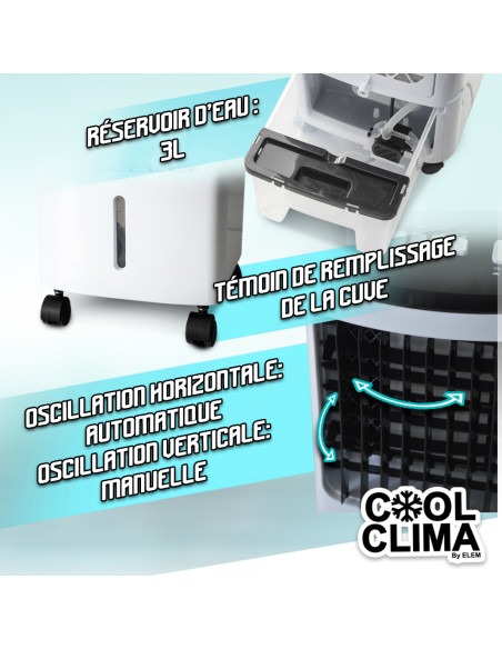 Rafraichisseur d'air Cool Clima 80W - 3L