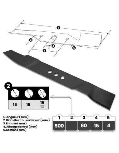 Lame pour tondeuse thermique 51cm