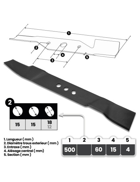 Lame pour tondeuse thermique 51cm