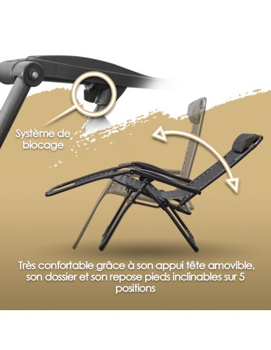 Lot de 2 chaises longues + table pliable