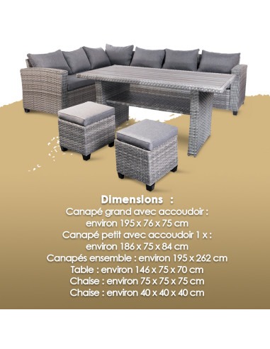 Salon de jardin polyrattan 8 places