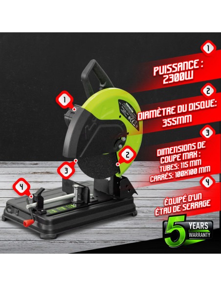 Tronçonneuse à métaux 2300W - Diamètre du disque 355mm -