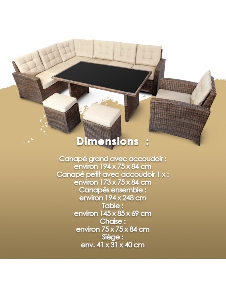 Salon de jardin polyrattan 9 places